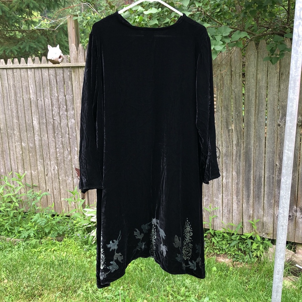 L/XL Vintage Blue Fish Silk Velvet Dress Tunic Hand Printed Made in USA 🇺🇸 - Picture 2 of 10